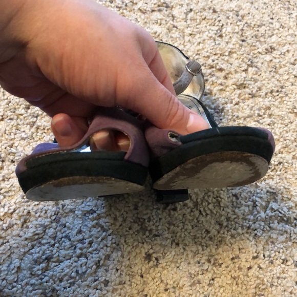 Beverly Feldman Purple and Black T-Strap Heels - Picture 10 of 11